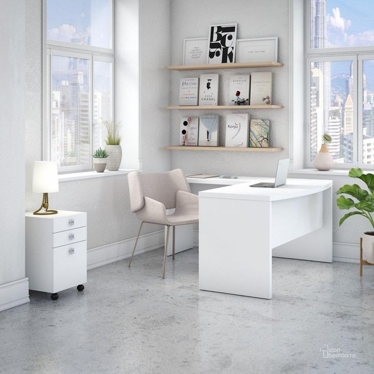 The appearance of Cirocco White Desk & Hutch 0qb24519263 designed by Luxury Loft in the modern / contemporary interior design. This white piece of furniture  was selected by 1StopBedrooms from Cirocco Collection to add a touch of cosiness and style into your home. Sku: ECH007PW. Material: Wood. Product Type: Desk. Image1