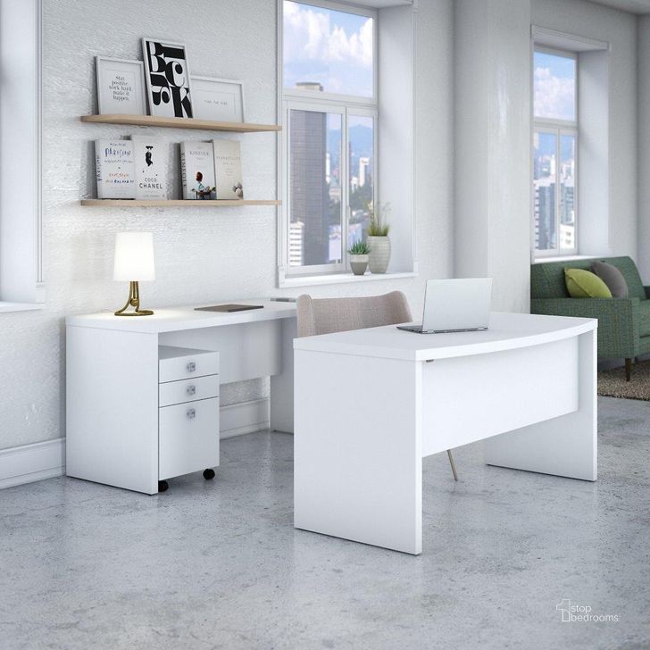 The appearance of Cirocco White Desk & Hutch 0qb24519277 designed by Luxury Loft in the modern / contemporary interior design. This white piece of furniture  was selected by 1StopBedrooms from Cirocco Collection to add a touch of cosiness and style into your home. Sku: ECH010PW. Material: Wood. Product Type: Desk. Image1