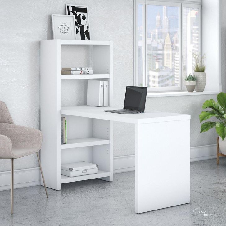 The appearance of Cirocco White Desk & Hutch 0qb24519869 designed by Luxury Loft in the modern / contemporary interior design. This white piece of furniture  was selected by 1StopBedrooms from Cirocco Collection to add a touch of cosiness and style into your home. Sku: KI60107-03. Product Type: Desk. Image1