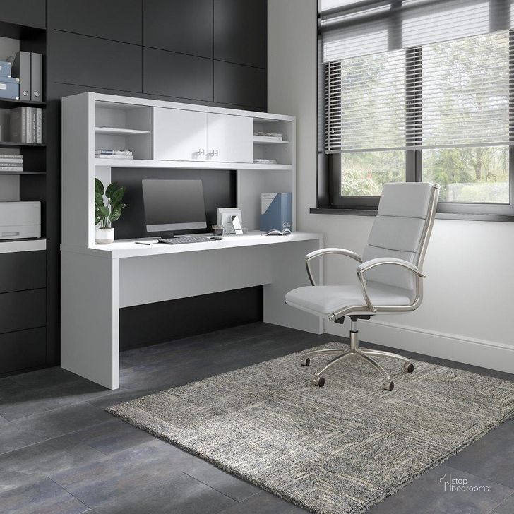 The appearance of Cirocco White Desk & Hutch Home Office Desk with Hutch 0qb24474046 designed by Luxury Loft in the modern / contemporary interior design. This white piece of furniture  was selected by 1StopBedrooms from Cirocco Collection to add a touch of cosiness and style into your home. Sku: ECH056PW. Material: Wood. Product Type: Desk & Hutch. Image1