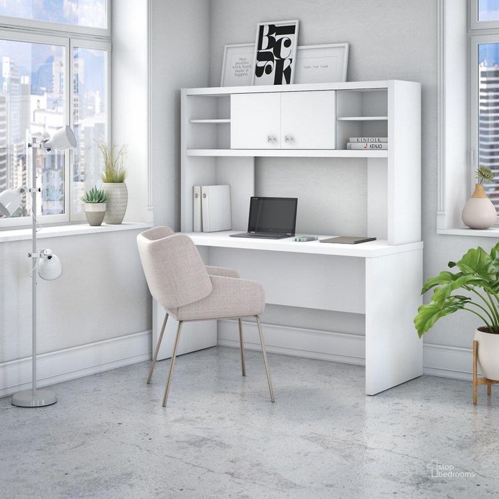 The appearance of Cirocco White Desk & Hutch Home Office Desk with Hutch 0qb24519204 designed by Luxury Loft in the modern / contemporary interior design. This white piece of furniture  was selected by 1StopBedrooms from Cirocco Collection to add a touch of cosiness and style into your home. Sku: ECH030PW. Material: Wood. Product Type: Desk & Hutch. Image1