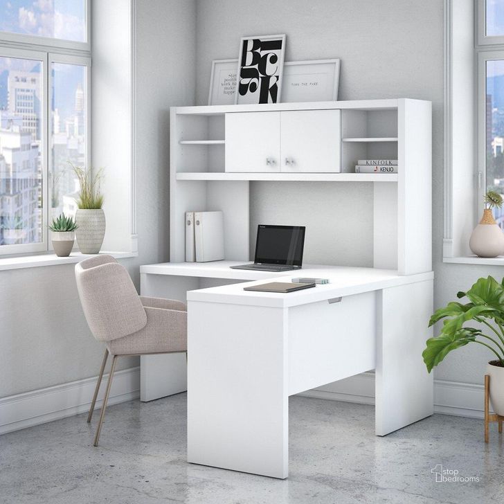 The appearance of Cirocco White Desk & Hutch Home Office Desk with Hutch 0qb24519209 designed by Luxury Loft in the modern / contemporary interior design. This white piece of furniture  was selected by 1StopBedrooms from Cirocco Collection to add a touch of cosiness and style into your home. Sku: ECH031PW. Material: Wood. Product Type: Desk & Hutch. Image1