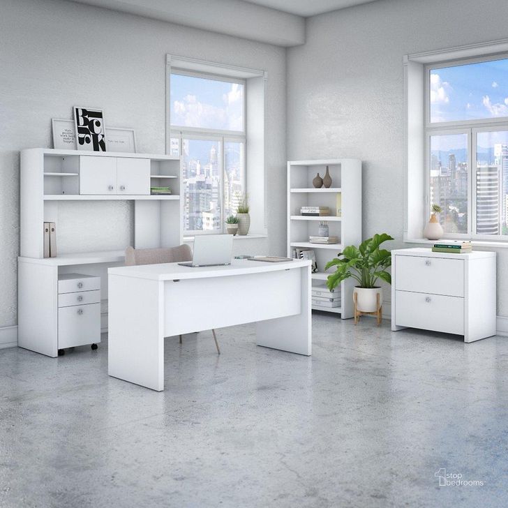 The appearance of Cirocco White Desk & Hutch Home Office Desk with Hutch 0qb24519299 designed by Luxury Loft in the modern / contemporary interior design. This white piece of furniture  was selected by 1StopBedrooms from Cirocco Collection to add a touch of cosiness and style into your home. Sku: ECH029PW. Material: Wood. Product Type: Desk & Hutch. Image1
