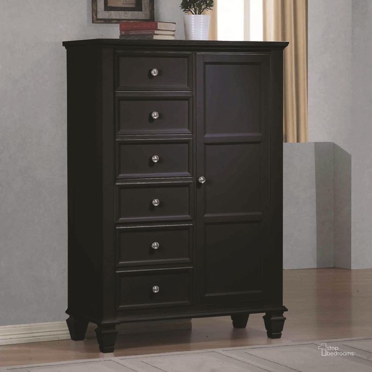 The appearance of Claresholm Black Chest 0qd2281098 designed by Bennett Interiors in the transitional interior design. This black piece of furniture  was selected by 1StopBedrooms from Claresholm Collection to add a touch of cosiness and style into your home. Sku: 201328. Material: Wood. Product Type: Chest. Image1
