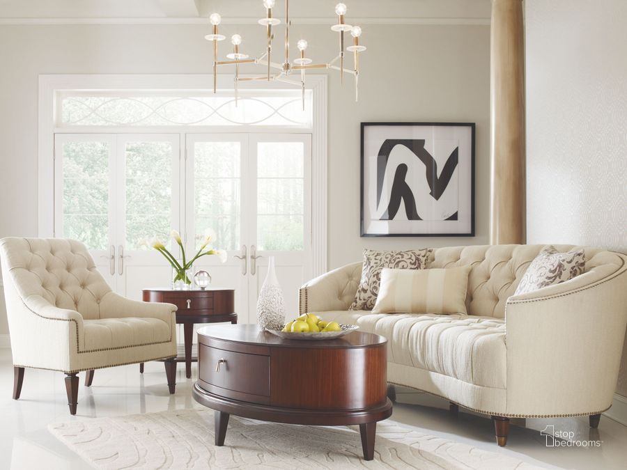 The appearance of Classic Elegance Herringbone Living Room Set designed by Caracole in the transitional interior design. This beige piece of furniture  was selected by 1StopBedrooms from Classic Elegance Collection to add a touch of cosiness and style into your home. Sku: 9090-182-G;9090-204-G. Product Type: Living Room Set. Image1