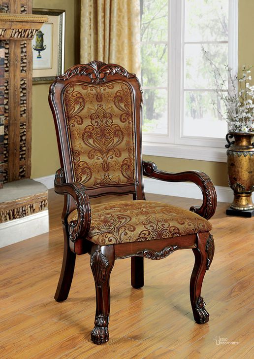 The appearance of Clyce Brown Arm Chair Set of 2 0qd2295144 designed by Versailles Home in the traditional interior design. This brown piece of furniture  was selected by 1StopBedrooms from Clyce Collection to add a touch of cosiness and style into your home. Sku: CM3557CH-AC-2PK. Material: Fabric. Product Type: Arm Chair. Image1
