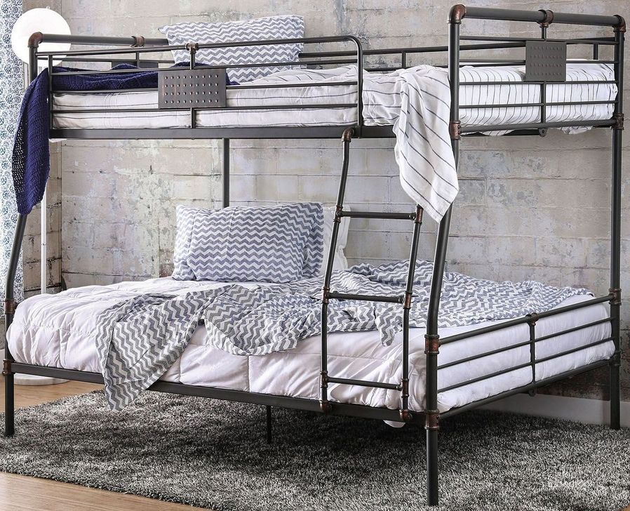 The appearance of Olga I Antique Black Full Over Queen Bunk Bed designed by Furniture of America in the industrial interior design. This black piece of furniture  was selected by 1StopBedrooms from Olga Collection to add a touch of cosiness and style into your home. Sku: CM-BK913FQ-1;CM-BK913FQ-2. Bed Type: Bunk Bed. Product Type: Bunk Bed. Bed Size: Full Over Queen. Image1