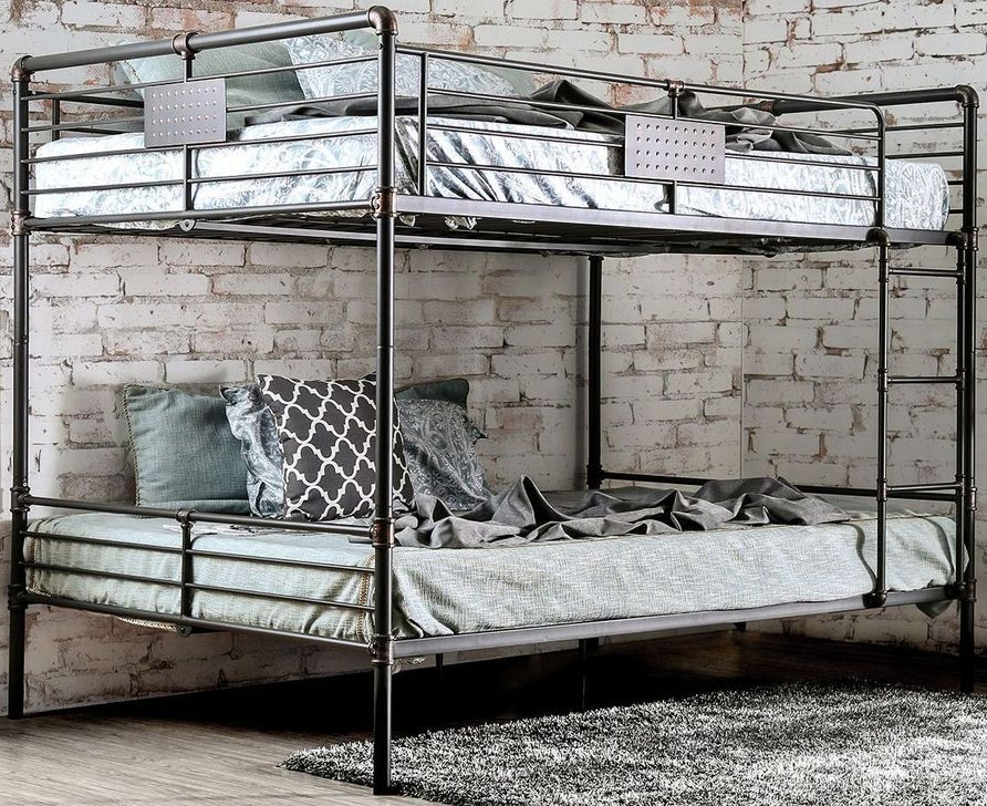 The appearance of Olga I Antique Black Queen Over Queen Bunk Bed designed by Furniture of America in the industrial interior design. This black piece of furniture  was selected by 1StopBedrooms from Olga Collection to add a touch of cosiness and style into your home. Sku: CM-BK913QQ-1;CM-BK913QQ-2. Bed Type: Bunk Bed. Product Type: Bunk Bed. Bed Size: Queen Over Queen. Image1