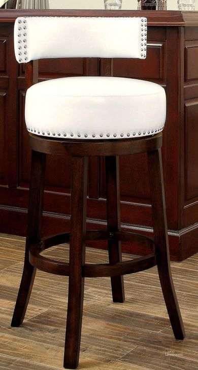 The appearance of Shirley White 29" Bar Stool Set Of 2 designed by Furniture of America in the modern / contemporary interior design. This white piece of furniture  was selected by 1StopBedrooms from Shirley Collection to add a touch of cosiness and style into your home. Sku: CM-BR6251WH-29-2PK. Material: Fabric. Product Type: Barstool. Image1