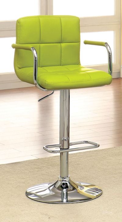 The appearance of Corfu Lime Leatherette Bar Stool designed by Furniture of America in the modern / contemporary interior design. This lime piece of furniture  was selected by 1StopBedrooms from Corfu Collection to add a touch of cosiness and style into your home. Sku: CM-BR6917LM. Product Type: Barstool. Material: Vinyl. Image1
