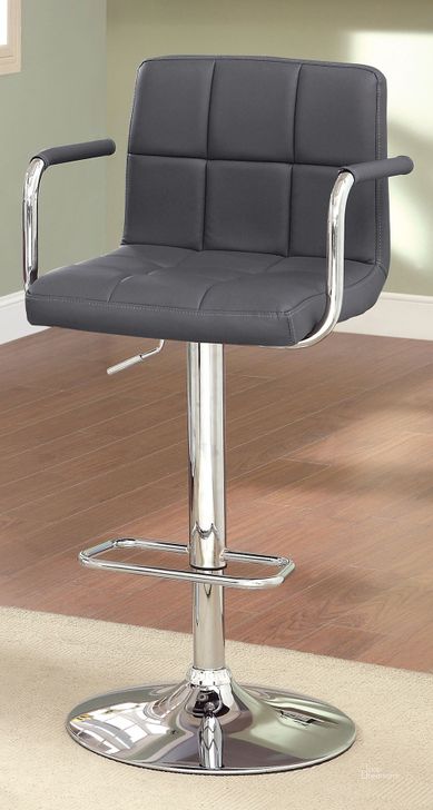 The appearance of Corfu Gray Leatherette Bar Stool designed by Furniture of America in the modern / contemporary interior design. This gray piece of furniture  was selected by 1StopBedrooms from Corfu Collection to add a touch of cosiness and style into your home. Sku: CM-BR6917GY. Product Type: Barstool. Material: Vinyl. Image1