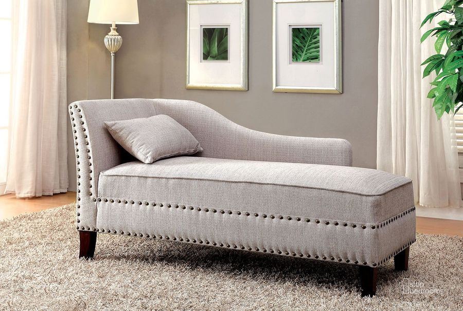 The appearance of Stillwater Beige Fabric Chaise designed by Furniture of America in the modern / contemporary interior design. This beige piece of furniture  was selected by 1StopBedrooms from Stillwater Collection to add a touch of cosiness and style into your home. Sku: CM-CE2185BG. Material: Fabric. Product Type: Chaise. Image1