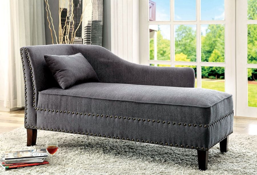 The appearance of Stillwater Gray Fabric Chaise designed by Furniture of America in the modern / contemporary interior design. This gray piece of furniture  was selected by 1StopBedrooms from Stillwater Collection to add a touch of cosiness and style into your home. Sku: CM-CE2185GY. Material: Fabric. Product Type: Chaise. Image1