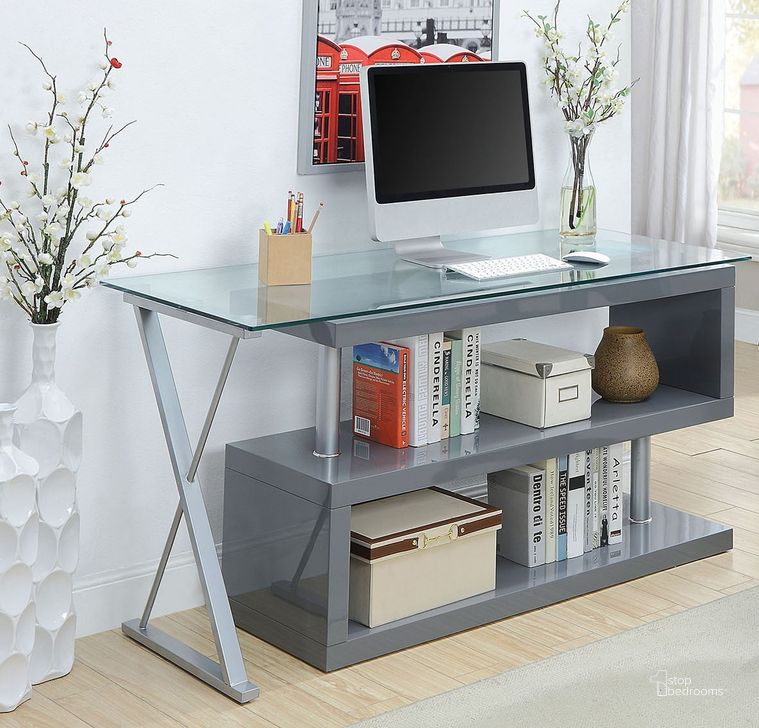 The appearance of Adhara Gray Desk designed by Furniture of America in the modern / contemporary interior design. This gray piece of furniture  was selected by 1StopBedrooms from Acke Collection to add a touch of cosiness and style into your home. Sku: CM-DK6131GY. Material: Metal. Product Type: Writing Desk. Image1