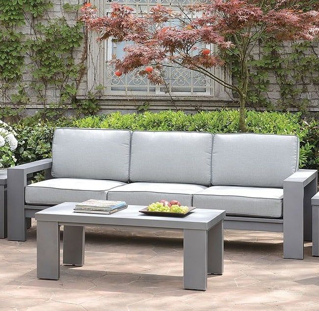 The appearance of Ballyshannon Gray Sofa designed by Furniture of America in the modern / contemporary interior design. This gray piece of furniture  was selected by 1StopBedrooms from Ballyshannon Collection to add a touch of cosiness and style into your home. Sku: CM-OS1883-SF. Material: Fabric. Product Type: Outdoor Sofa. Image1