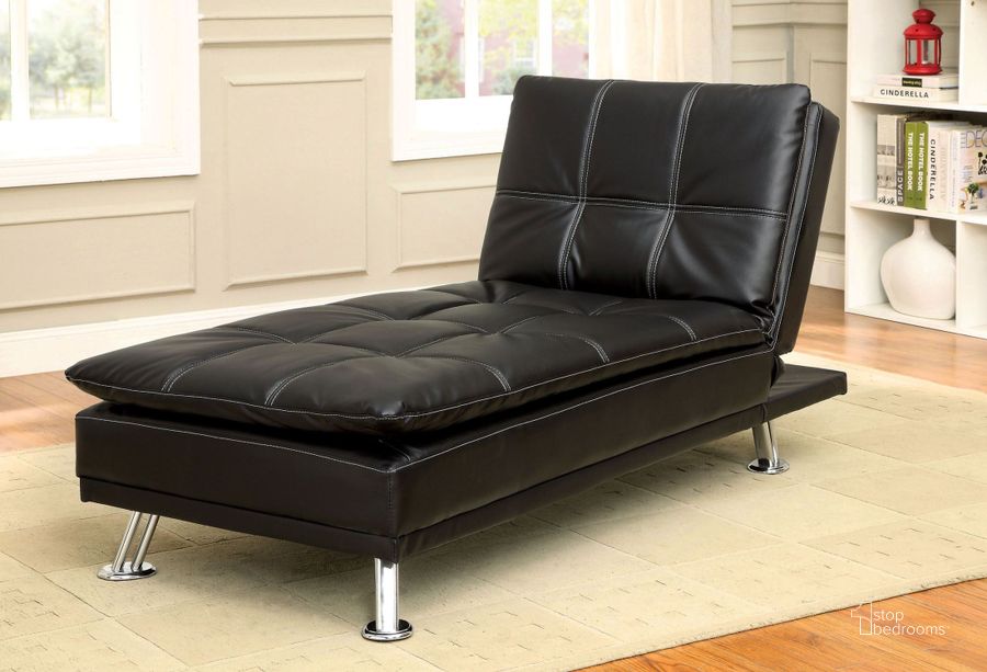 The appearance of Hauser II Black Chaise designed by Furniture of America in the modern / contemporary interior design. This black piece of furniture  was selected by 1StopBedrooms from Hauser Collection to add a touch of cosiness and style into your home. Sku: CM2677BK-CE. Product Type: Chaise. Material: Vinyl. Image1
