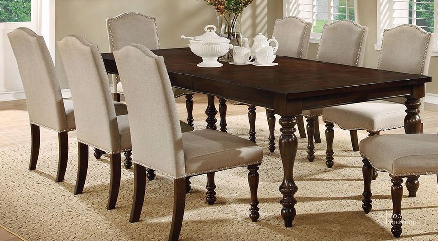 The appearance of Hurdsfield Antique Cherry Extendable Rectangular Dining Table designed by Furniture of America in the transitional interior design. This brown piece of furniture  was selected by 1StopBedrooms from Hurdsfield Collection to add a touch of cosiness and style into your home. Sku: CM3133T. Table Base Style: Legs. Material: Wood. Product Type: Dining Table. Table Top Shape: Rectangular. Size: 42". Image1