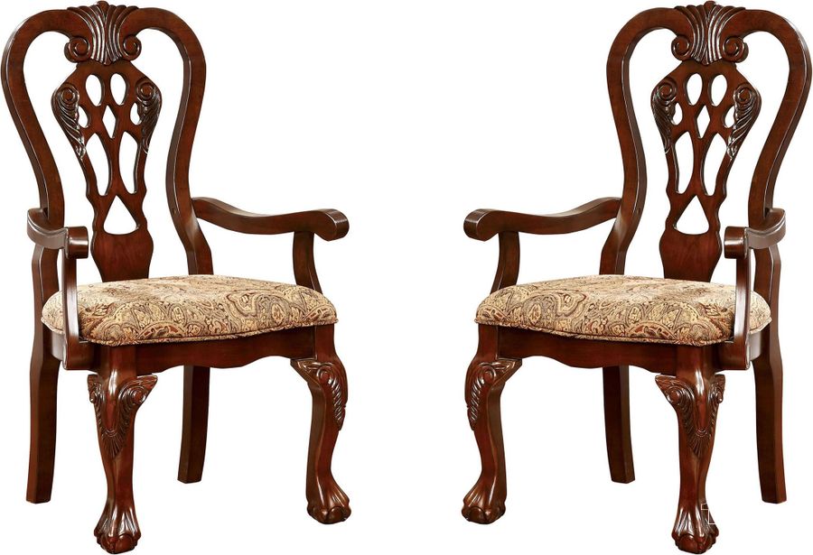 The appearance of Elana Arm Chair Set Of 2 designed by Furniture of America in the traditional interior design. This brown piece of furniture  was selected by 1StopBedrooms from Elana Collection to add a touch of cosiness and style into your home. Sku: CM3212AC-2PK. Material: Fabric. Product Type: Arm Chair. Image1