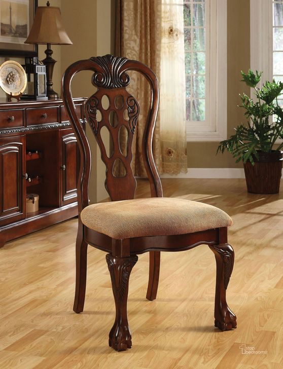 The appearance of George Town Side Chair Set of 2 designed by Furniture of America in the traditional interior design. This brown piece of furniture  was selected by 1StopBedrooms from George Collection to add a touch of cosiness and style into your home. Sku: CM3222SC-2PK. Material: Wood. Product Type: Side Chair. Image1