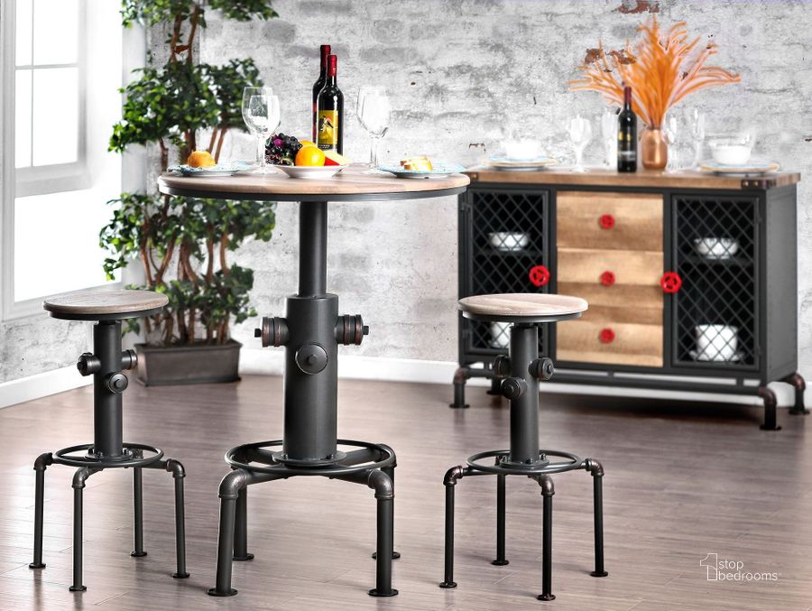 The appearance of Foskey Antique Black Round Bar Set designed by Furniture of America in the industrial interior design. This black piece of furniture  was selected by 1StopBedrooms from Foskey Collection to add a touch of cosiness and style into your home. Sku: CM3367BT-1;CM3367BT-2;CM3367BC-2PK. Material: Metal. Product Type: Bar Set. Image1