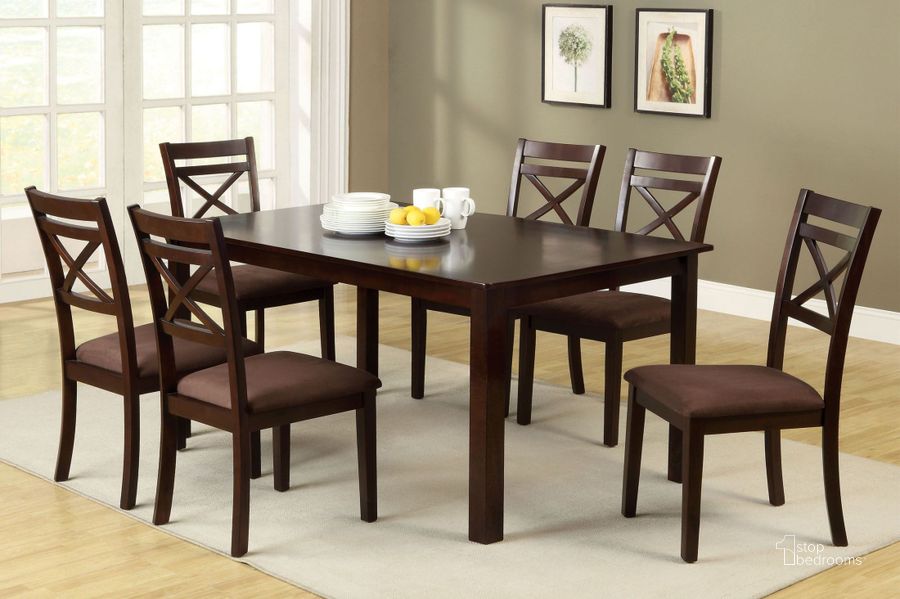 The appearance of Weston II 7 Piece Dining Table Set designed by Furniture of America in the transitional interior design. This brown piece of furniture  was selected by 1StopBedrooms from Weston Collection to add a touch of cosiness and style into your home. Sku: CM3400T-7PK. Material: Wood. Product Type: Dining Room Set. Table Top Shape: Rectangular.
