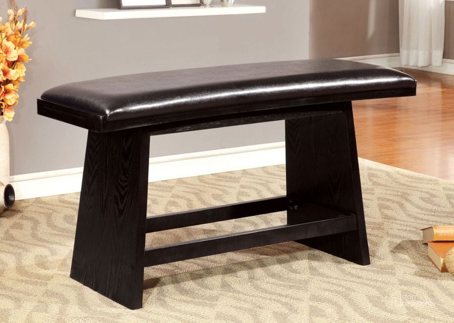 The appearance of Hurley Counter Height Bench designed by Furniture of America in the transitional interior design. This black piece of furniture  was selected by 1StopBedrooms from Hurley Collection to add a touch of cosiness and style into your home. Sku: CM3433PBN. Material: Wood. Product Type: Dining Bench. Image1