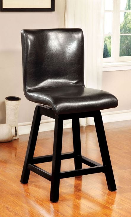 The appearance of Hurley Counter Height Chair Set of 2 designed by Furniture of America in the transitional interior design. This black piece of furniture  was selected by 1StopBedrooms from Hurley Collection to add a touch of cosiness and style into your home. Sku: CM3433PC-2PK. Material: Wood. Product Type: Barstool. Image1