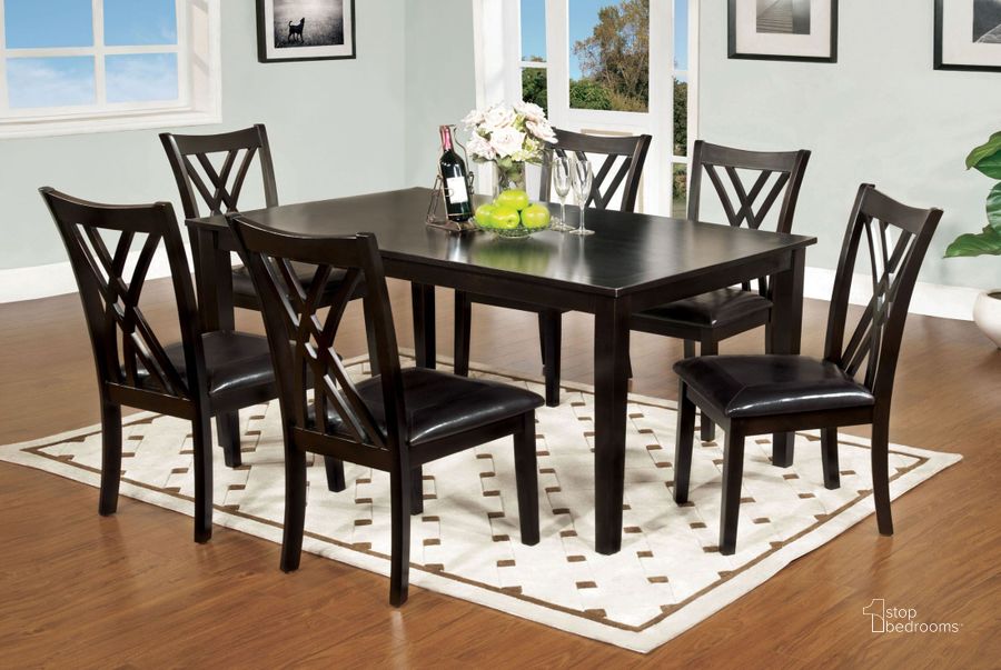 The appearance of Springhill 7 Piece Dining Table Set designed by Furniture of America in the transitional interior design. This brown piece of furniture  was selected by 1StopBedrooms from Springhill Collection to add a touch of cosiness and style into your home. Sku: CM3460T-7PK. Material: Wood. Product Type: Dining Room Set. Table Top Shape: Rectangular.