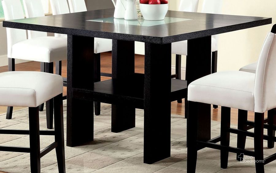The appearance of Luminar II Fog Glass Counter Height Pedestal Table designed by Furniture of America in the modern / contemporary interior design. This black piece of furniture  was selected by 1StopBedrooms from Luminar Collection to add a touch of cosiness and style into your home. Sku: CM3559PT. Table Top Shape: Square. Material: Wood. Product Type: Pedestal Table. Image1
