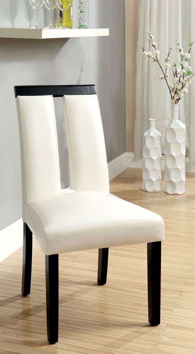 The appearance of Luminar White Leatherette Side Chair Set of 2 designed by Furniture of America in the modern / contemporary interior design. This brown piece of furniture  was selected by 1StopBedrooms from Luminar Collection to add a touch of cosiness and style into your home. Sku: CM3559SC-2PK. Product Type: Side Chair. Material: Vinyl. Image1