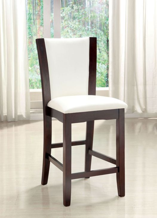 The appearance of Manhattan III White Counter Height Chair Set of 2 designed by Furniture of America in the modern / contemporary interior design. This white piece of furniture  was selected by 1StopBedrooms from Manhattan Collection to add a touch of cosiness and style into your home. Sku: CM3710WH-PC-2PK. Material: Wood. Product Type: Barstool. Image1