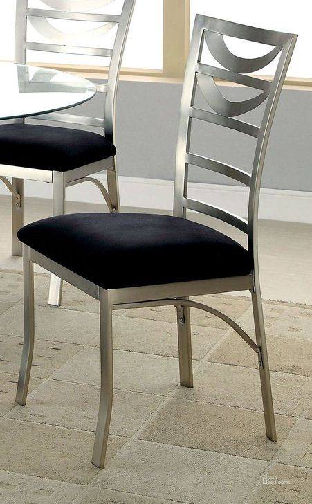 The appearance of Roxo Microfiber Side Chair Set of 2 designed by Furniture of America in the modern / contemporary interior design. This silver piece of furniture  was selected by 1StopBedrooms from Roxo Collection to add a touch of cosiness and style into your home. Sku: CM3729SC-2PK. Material: Microfiber. Product Type: Side Chair. Image1