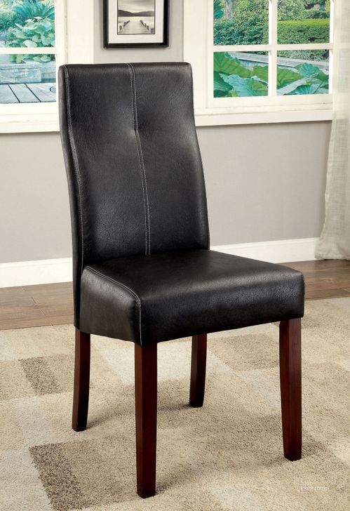 The appearance of Bonneville I Leatherette Side Chair Set of 2 designed by Furniture of America in the modern / contemporary interior design. This brown piece of furniture  was selected by 1StopBedrooms from Bonneville Collection to add a touch of cosiness and style into your home. Sku: CM3824SC-2PK. Product Type: Side Chair. Material: Vinyl. Image1
