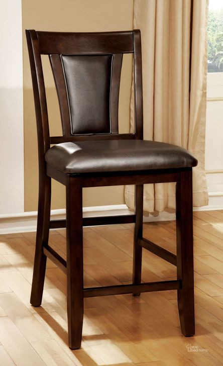 The appearance of Brent II Brown Counter Height Chair Set of 2 designed by Furniture of America in the transitional interior design. This brown piece of furniture  was selected by 1StopBedrooms from Brent Collection to add a touch of cosiness and style into your home. Sku: CM3984DK-PC-2PK. Material: Wood. Product Type: Barstool. Image1