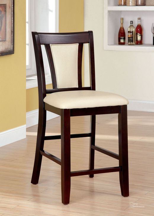 The appearance of Brent II Ivory Counter Height Chair Set of 2 designed by Furniture of America in the transitional interior design. This brown piece of furniture  was selected by 1StopBedrooms from Brent Collection to add a touch of cosiness and style into your home. Sku: CM3984PC-2PK. Material: Wood. Product Type: Barstool. Image1