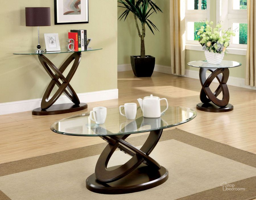 The appearance of Atwood II Dark Walnut Occasional Table Set designed by Furniture of America in the modern / contemporary interior design. This brown piece of furniture  was selected by 1StopBedrooms from Atwood Collection to add a touch of cosiness and style into your home. Sku: CM4401C-T;CM4401C-B;CM4401E-T;CM4401E-B. Material: Wood. Product Type: Occasional Table Set. Image1