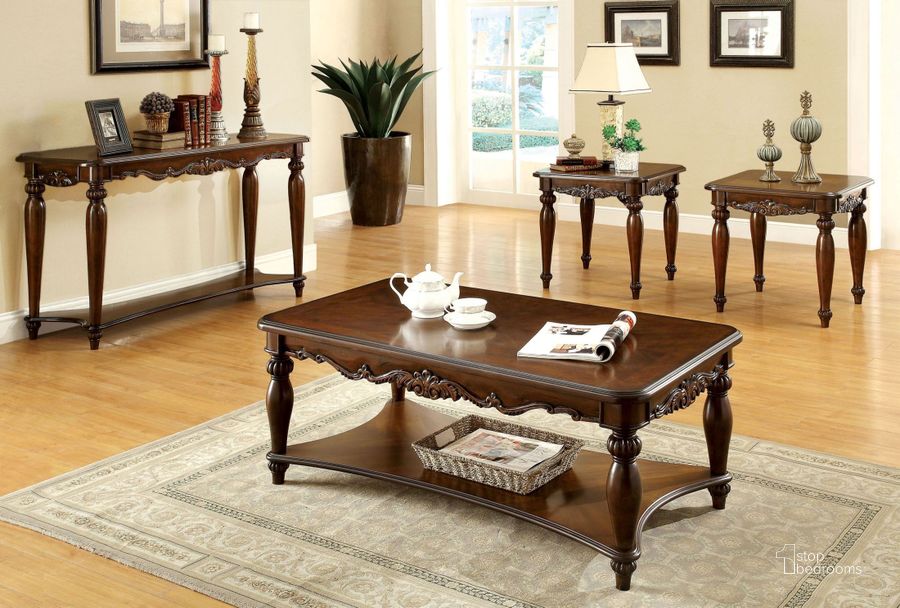 The appearance of Bunbury Cherry 3 Piece Occasional Table Set designed by Furniture of America in the traditional interior design. This brown piece of furniture  was selected by 1StopBedrooms from Bunbury Collection to add a touch of cosiness and style into your home. Sku: CM4915-3PK. Material: Wood. Product Type: Occasional Table Set. Table Top Shape: Rectangular.