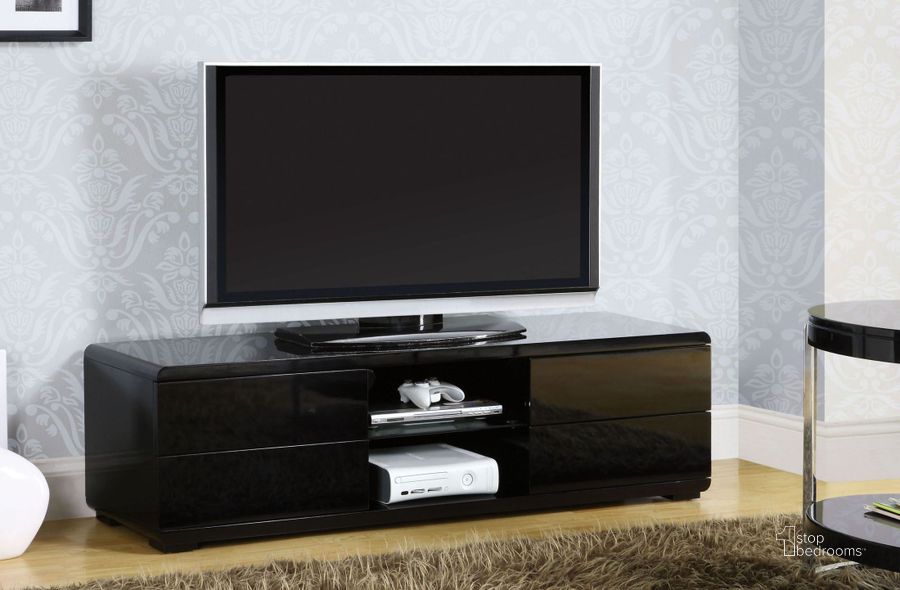 The appearance of Cerro Black 59" TV Console designed by Furniture of America in the modern / contemporary interior design. This black piece of furniture  was selected by 1StopBedrooms from Cerro Collection to add a touch of cosiness and style into your home. Sku: CM5530BK-TV. Material: Wood. Product Type: TV Console. Image1