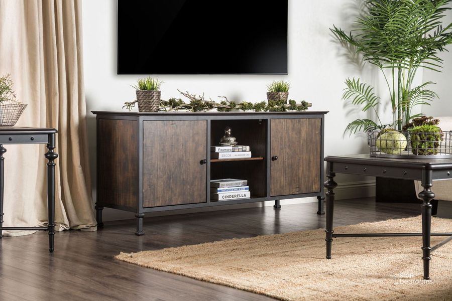 The appearance of Broadland Medium Weathered Oak 60" TV Stand designed by Furniture of America in the transitional interior design. This gray piece of furniture  was selected by 1StopBedrooms from Broadland Collection to add a touch of cosiness and style into your home. Sku: CM5822-TV-60. Material: Wood. Product Type: TV Stand. Image1