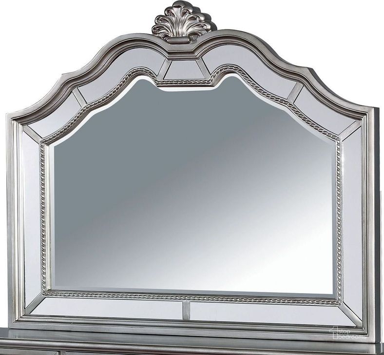 The appearance of Azha Silver Mirror designed by Furniture of America in the traditional interior design. This silver piece of furniture  was selected by 1StopBedrooms from Azha Collection to add a touch of cosiness and style into your home. Sku: CM7194M. Material: Wood. Product Type: Dresser Mirror. Image1