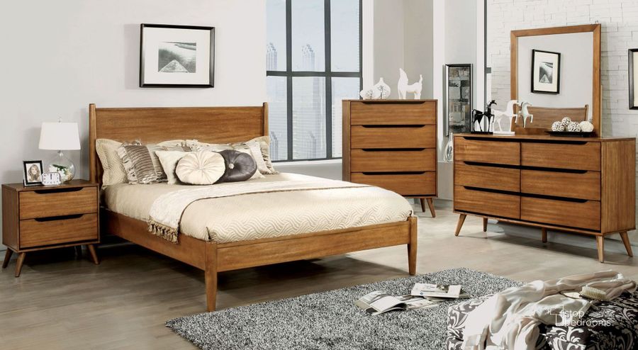 The appearance of Lennart Oak Panel Bedroom Set designed by Furniture of America in the transitional interior design. This brown piece of furniture  was selected by 1StopBedrooms from Lennart Collection to add a touch of cosiness and style into your home. Sku: CM7386A-Q-HB;CM7386A-Q-FB;CM7386A-Q-R;CM7386A-N. Bed Type: Panel Bed. Material: Wood. Product Type: Panel Bed. Bed Size: Queen. Image1