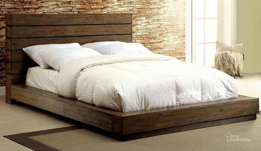 The appearance of Coimbra Rustic Natural King Bed designed by Furniture of America in the transitional interior design. This brown piece of furniture  was selected by 1StopBedrooms from Coimbra Collection to add a touch of cosiness and style into your home. Sku: CM7623EK-HB;CM7623EK-FB;CM7623EK-R. Bed Type: Panel Bed. Material: Wood. Product Type: Panel Bed. Bed Size: King. Image1