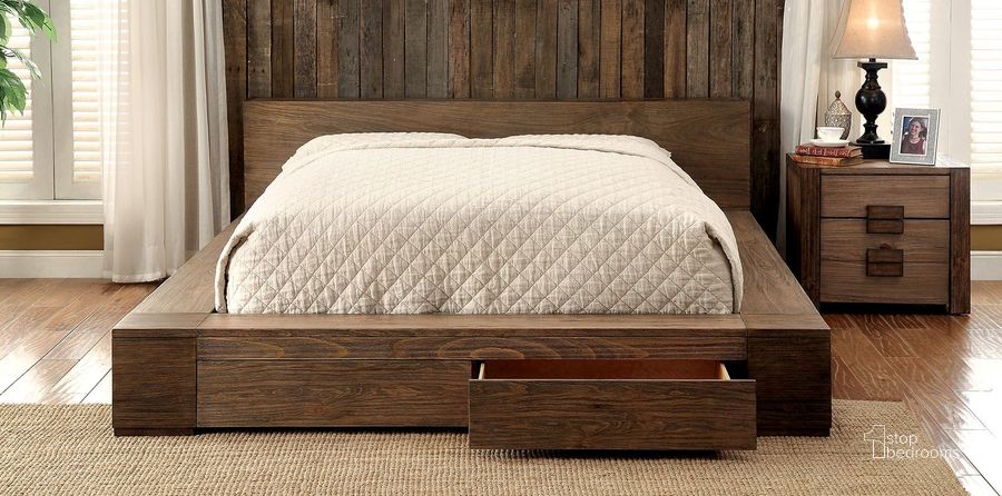 The appearance of Janeiro Rustic Natural Queen Storage Bed designed by Furniture of America in the transitional interior design. This brown piece of furniture  was selected by 1StopBedrooms from Janeiro Collection to add a touch of cosiness and style into your home. Sku: CM7629Q-HB;CM7629Q-FB;CM7629Q-R. Bed Type: Storage Bed. Product Type: Storage Bed. Bed Size: Queen. Image1