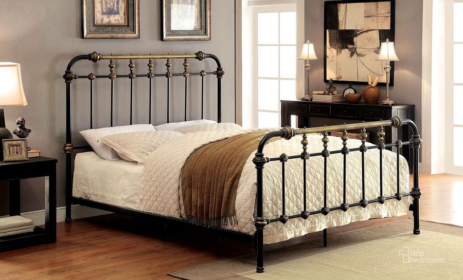 The appearance of Riana King Metal Bed designed by Furniture of America in the transitional interior design. This black piece of furniture  was selected by 1StopBedrooms from Riana Collection to add a touch of cosiness and style into your home. Sku: CM7733EK. Material: Metal. Bed Size: King. Product Type: Slat / Spindle Bed. Bed Type: Slat / Spindle Bed. Image1