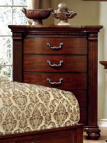 The appearance of Grandom Cherry Chest designed by Furniture of America in the traditional interior design. This brown piece of furniture  was selected by 1StopBedrooms from Grandom Collection to add a touch of cosiness and style into your home. Sku: CM7736C. Material: Wood. Product Type: Chest. Image1
