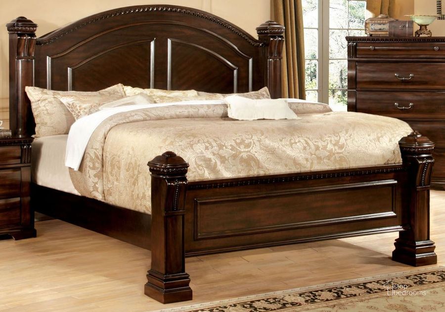 The appearance of Burleigh Cherry King Poster Bed designed by Furniture of America in the transitional interior design. This cherry piece of furniture  was selected by 1StopBedrooms from Burleigh Collection to add a touch of cosiness and style into your home. Sku: CM7791EK-1;CM7791EK-2;CM7791EK-3;CM7791EK-4;CM7791EK-5. Bed Type: Poster Bed. Material: Wood. Product Type: Poster Bed. Bed Size: King. Image1