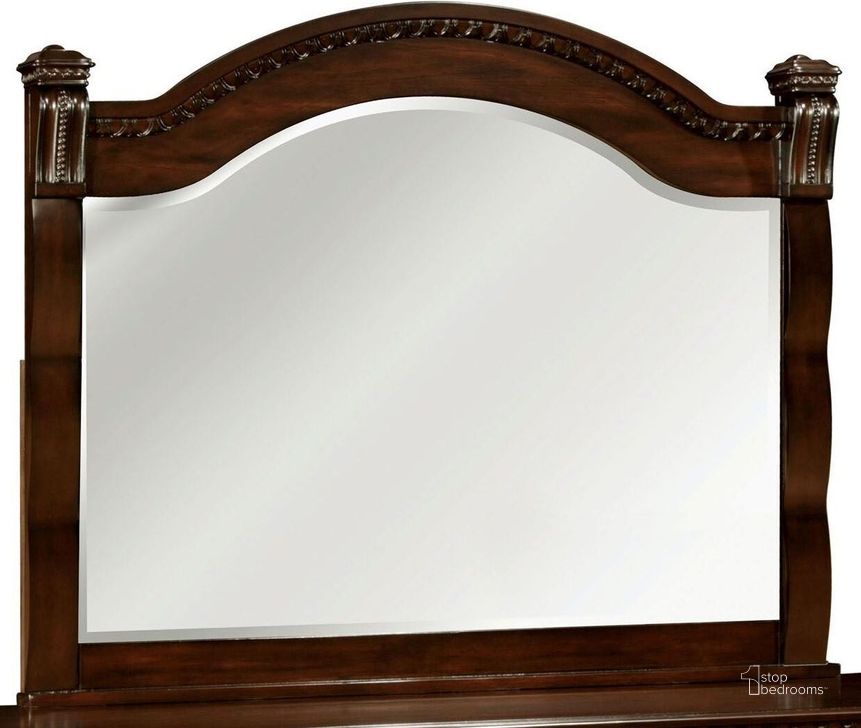 The appearance of Burleigh Cherry Mirror designed by Furniture of America in the transitional interior design. This brown piece of furniture  was selected by 1StopBedrooms from Burleigh Collection to add a touch of cosiness and style into your home. Sku: CM7791M. Material: Wood. Product Type: Dresser Mirror. Image1