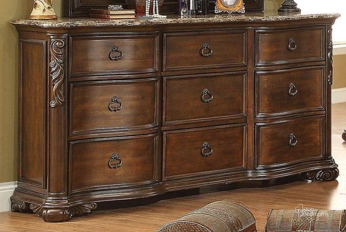 The appearance of Arcturus Brown Cherry Dresser designed by Furniture of America in the traditional interior design. This brown piece of furniture  was selected by 1StopBedrooms from Arcturus Collection to add a touch of cosiness and style into your home. Sku: CM7859D. Material: Wood. Product Type: Dresser. Image1