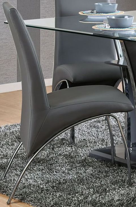 The appearance of Glenview I Side Chair Set Of 2 designed by Furniture of America in the modern / contemporary interior design. This chrome piece of furniture  was selected by 1StopBedrooms from Glenview Collection to add a touch of cosiness and style into your home. Sku: CM8370GY-SC-2PK. Material: Leather. Product Type: Side Chair. Image1