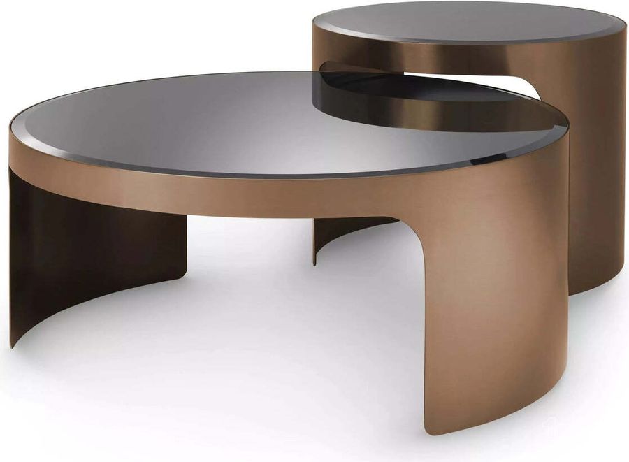 The appearance of Coffee Table Piemonte Brush Copper Finish Set Of 2 designed by Eichholtz in the modern / contemporary interior design. This black and copper piece of furniture  was selected by 1StopBedrooms from Piemonte Collection to add a touch of cosiness and style into your home. Sku: 113299A;113299B;113299C;113299D. Product Type: Coffee Table. Image1